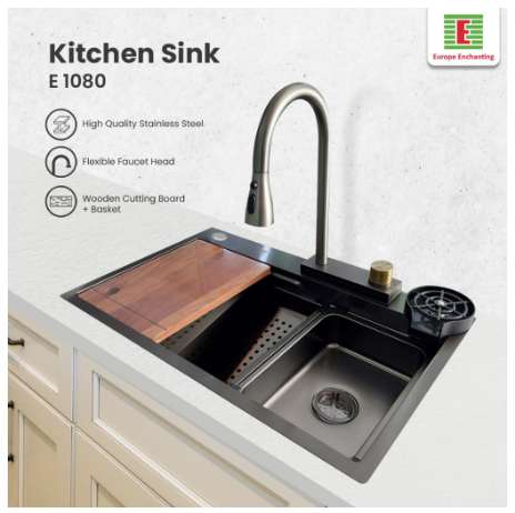 Kitchen Sink Bak Cuci Piring Dapur Stainless Europe Enchanting E1080