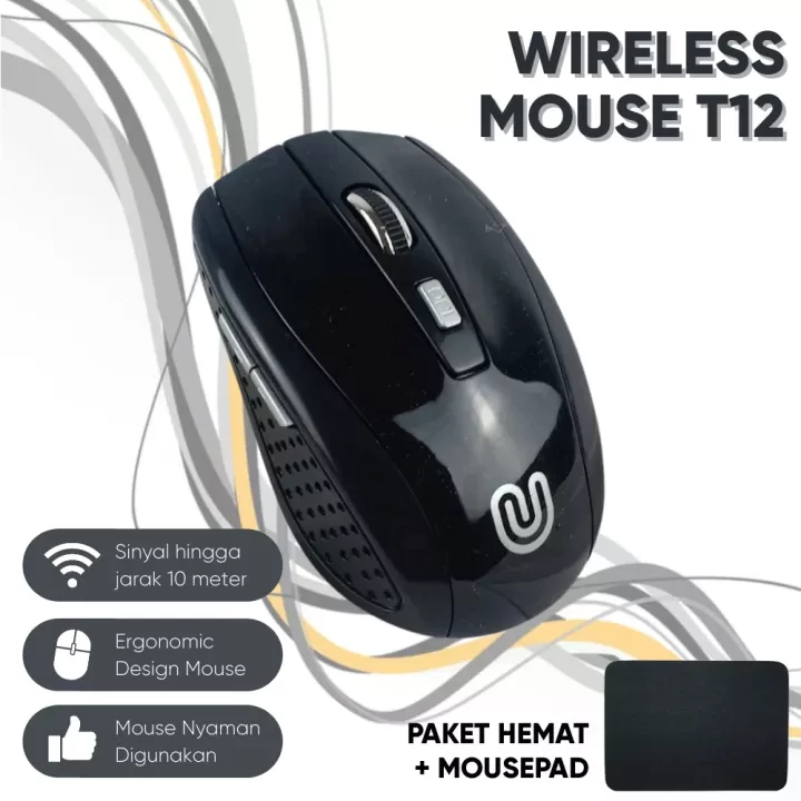 Wireless Mouse T12 Series Unitech 2.4GHz for PC Laptop Desktop Computer FREE MOUSEPAD