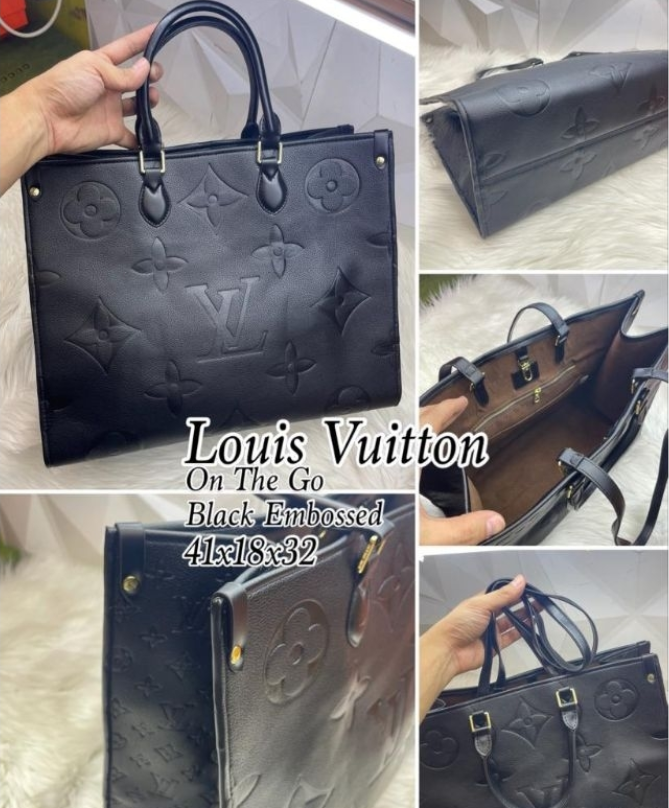 TAS LV ON THE GO EMBOSE HITAM