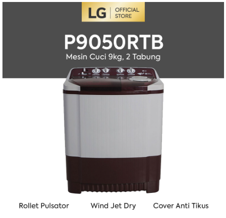 LG Mesin Cuci 9 kg, 2 Tabung - P9050RTB