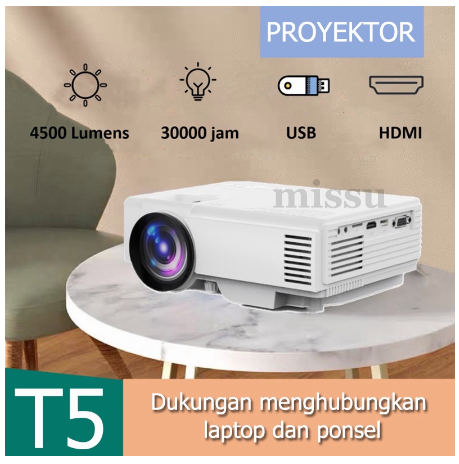 1080P Projector Smart LED Home Theatre Mendukung Koneksi ke Laptop WIFI Wireless Entertainment Proyektor Mini USB