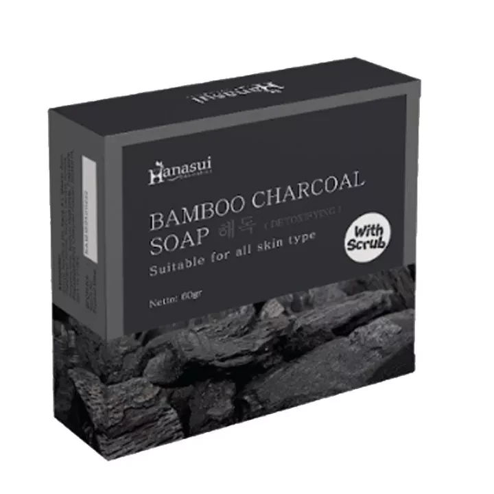 HANASUI BAMBOO CHARCOAL SOAP 60GR ORIGINAL BPOM - HANASUI CHARCOAL SOAP