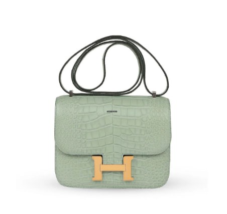 HERMES  2023 CONSTANCE 18 VERT D'EAU MATTE ALLIGATOR GHW B