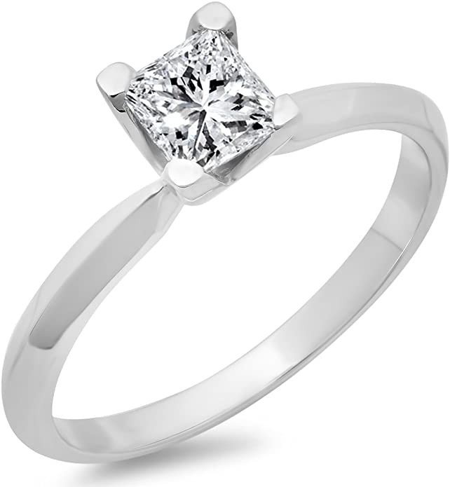 Dazzlingrock Collection IGI Certified 0.75 Carat (ctw) Princess Diamond Bridal Solitaire Engagement Ring in 14K White Gold 3/4 CT