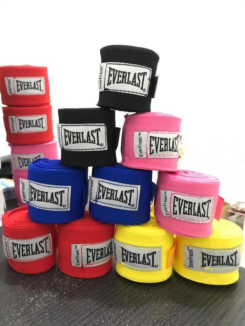 Hand Wrap Everlast, Hand Wrap Muaythai Everlast, Handwrap Boxing - Hitam, 3 Meter