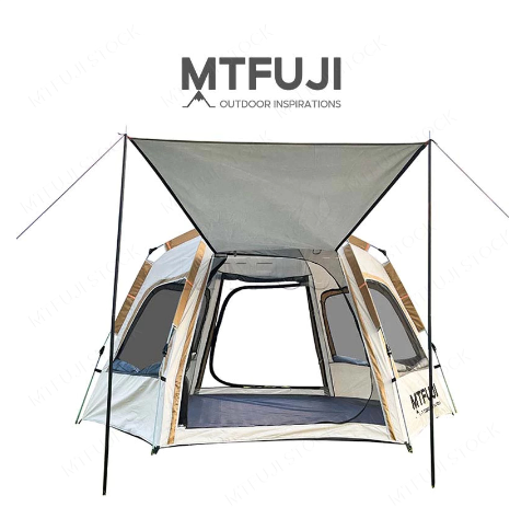 Tenda camping hexagonal buka cepat tenda 2 pintu/4 jendela anti nyamuk/hujan/matahari