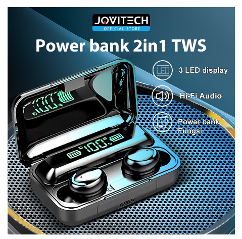 Jovitech TWS Wireless Earphone Earbuds In Ear Headset Bluetooth 5.0 Dengan Mikrofon HIFI Stereo 9D With 3000 mAh Powerbank - F9