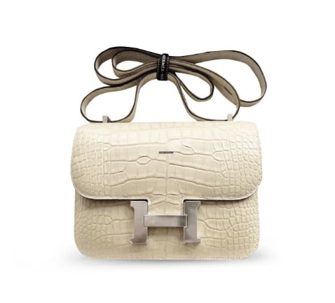 HERMES  2021  CONSTANCE 18 VANILLA ALLIGATOR MATTE PHW Z