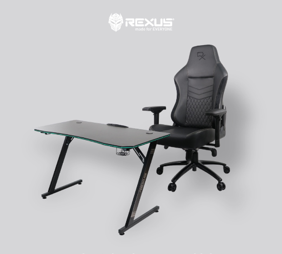 Bundling Rexus Gaming Desk / Meja Gaming Dira RGB + Kursi Gaming Daxa Elco one DX-1