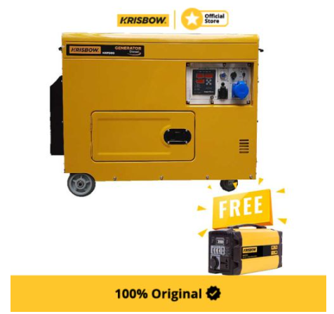 Krisbow Genset Diesel 1Ph Silent 8000W&Baterai Portable 300W