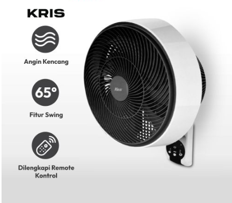 Ace - Kris Kipas Angin Dinding Dengan Remote 65 Watt - Putih