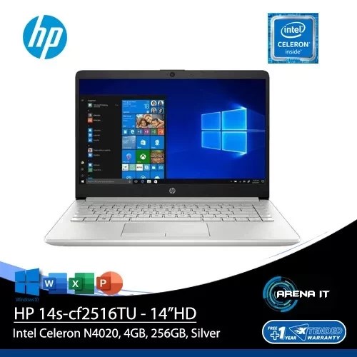 HP 14s-cf2516TU (14",Intel Celeron N4020, 4GB, 256GB, Silver)