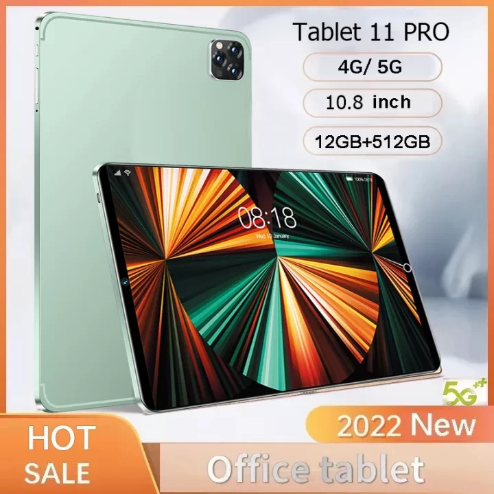 Newest 11 PRO smart tablet in 2022 5G Android Tablet PC RAM12GB ROM 512GB Gaming Tablet PC Kids learning tablet computer with large capacity SIM card/WiFi 10.8 inch HD screen