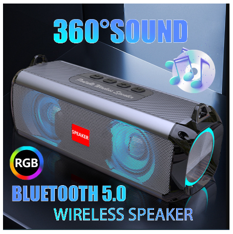 【Dengan Tali】UNIG Rechargeable Bluetooth Speaker Portable Soundbar RGB LED Light Wireless Calling Music Subwoofer With Colorful