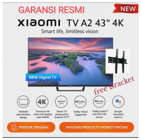 Xiaomi Mi TV A2 Digital TV Layar 4K Ultra HD Dolby Vision HDR 10 Android TV