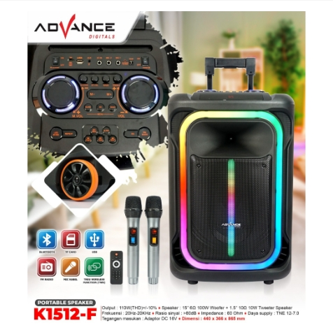 Advance K1512-F Speaker Meeting Bluetooth Salon Aktif 15" Gratis 2 Mic Karoke