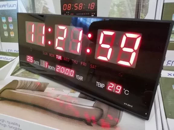 KG LED Digital Wall Clock LED Desk Clock 3615 Red